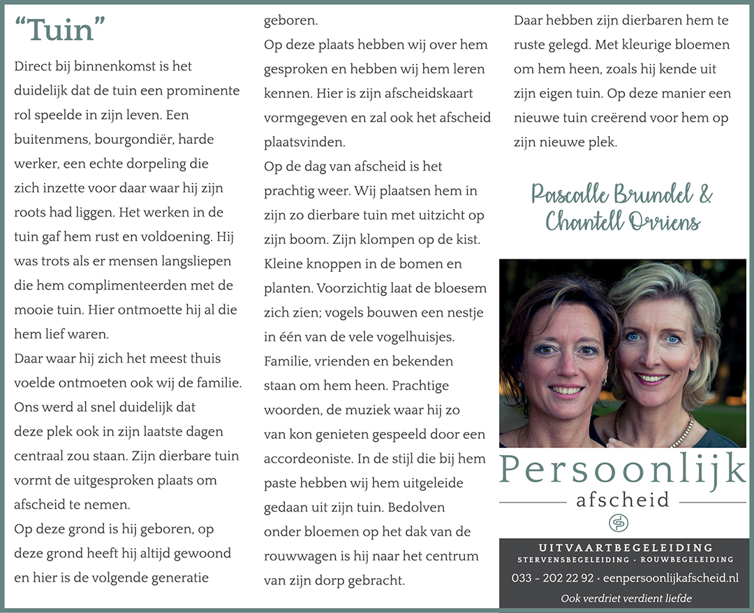 Column: Tuin - Persoonlijk afscheid