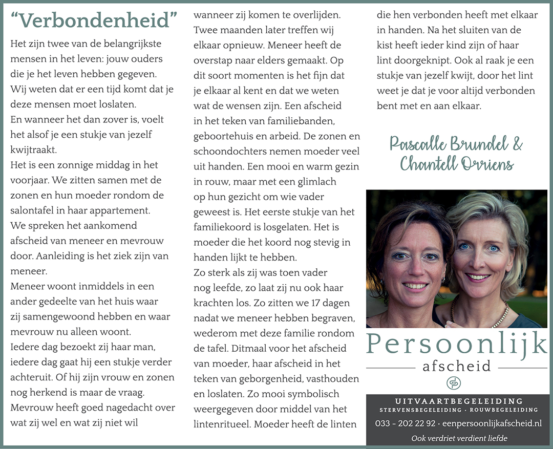 Column: Verbondenheid - Persoonlijk afscheid