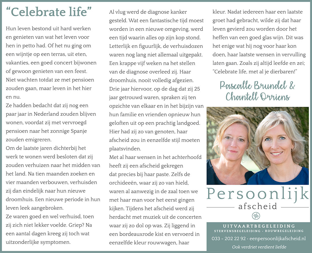 Column: Celebrate Life - Persoonlijk afscheid