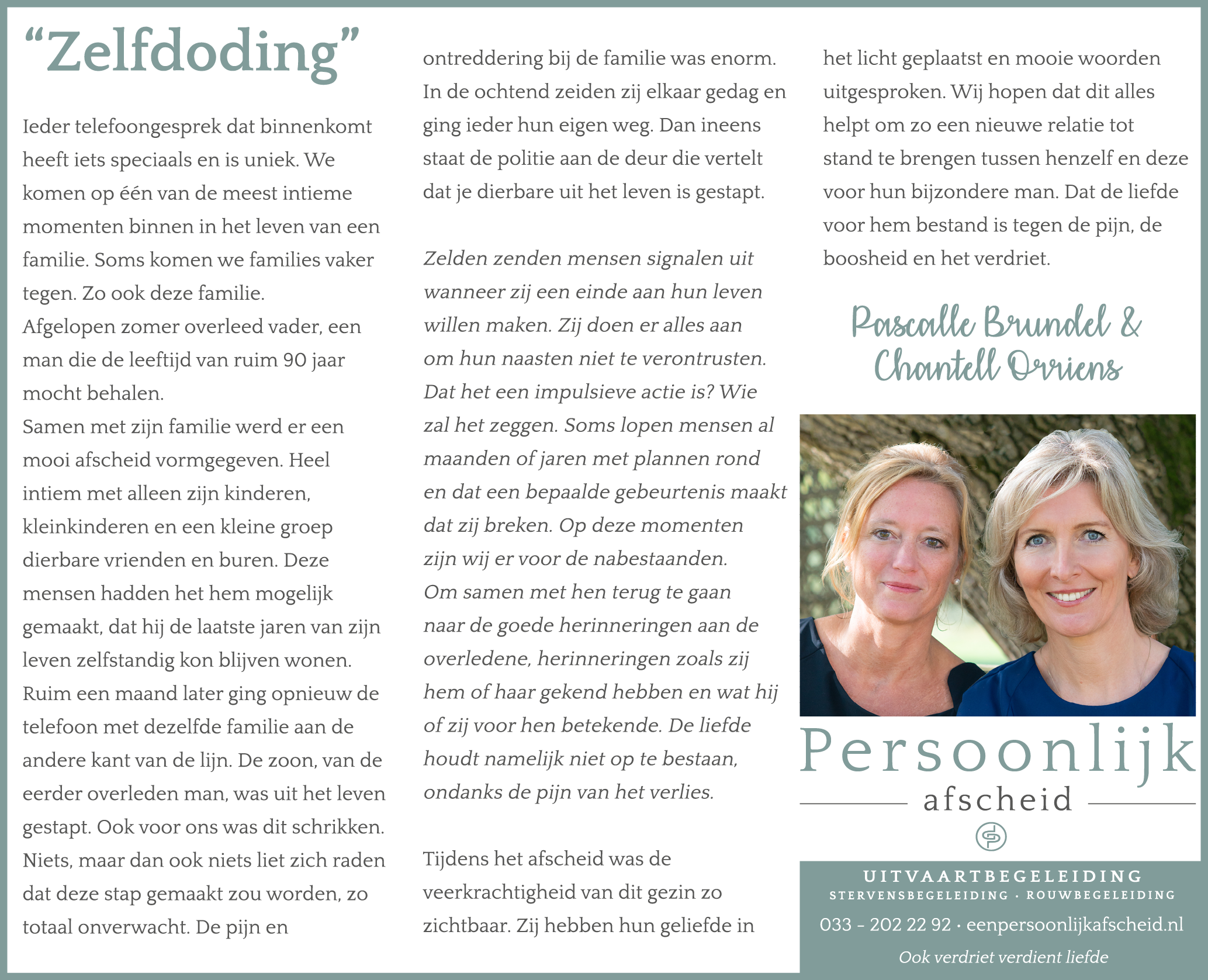 Column: Zelfdoding - Persoonlijk afscheid