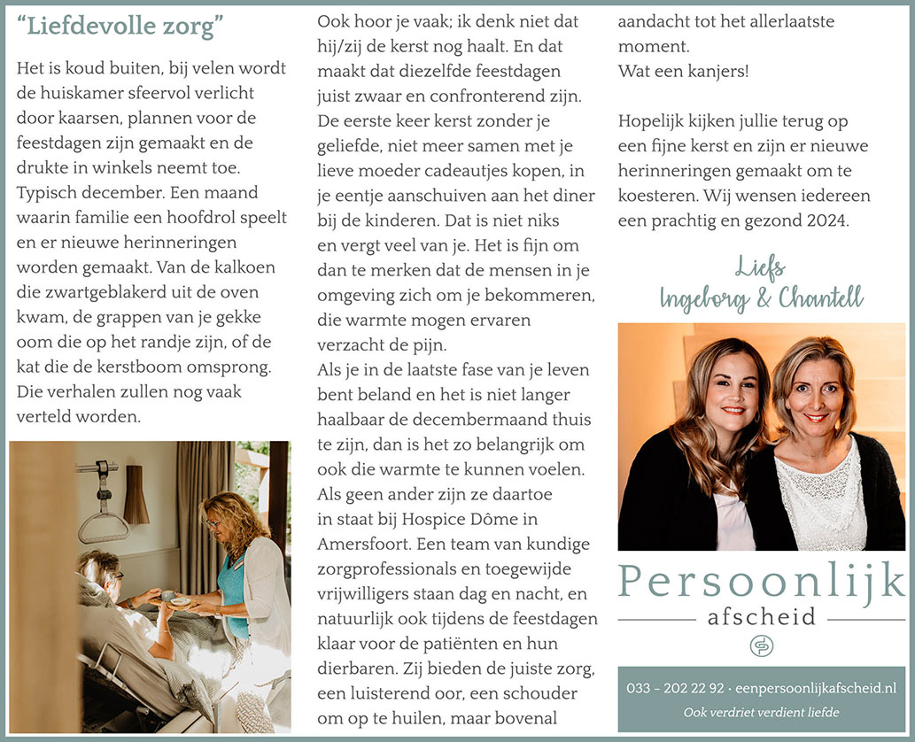 Column: Liefdevolle zorg - Persoonlijk afscheid